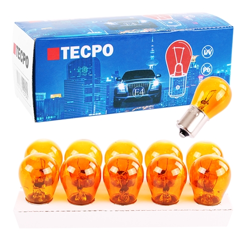 TECPO Glühbirnen Blinker 12V 21W, PY21W, BA15S, 10 Stück (parallel)