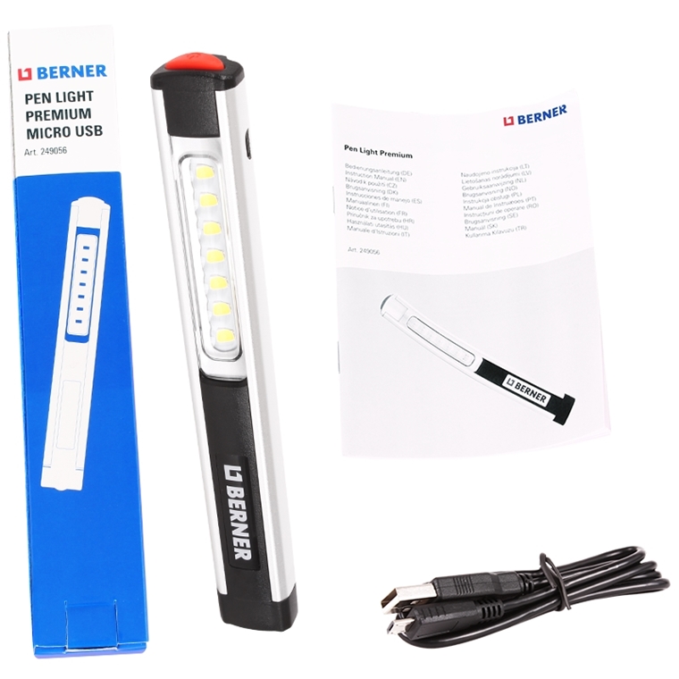 BERNER USB Lampe Pen Light LED 7+1 Micro Werkstatt Inspektionslampe Taschenlampe 