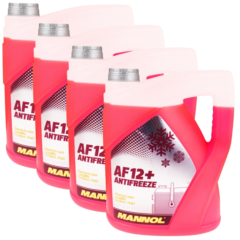 4x MANNOL Antifreeze Kühlerfrostschutz AF 12- 40°C, Rot-Lila, 5L