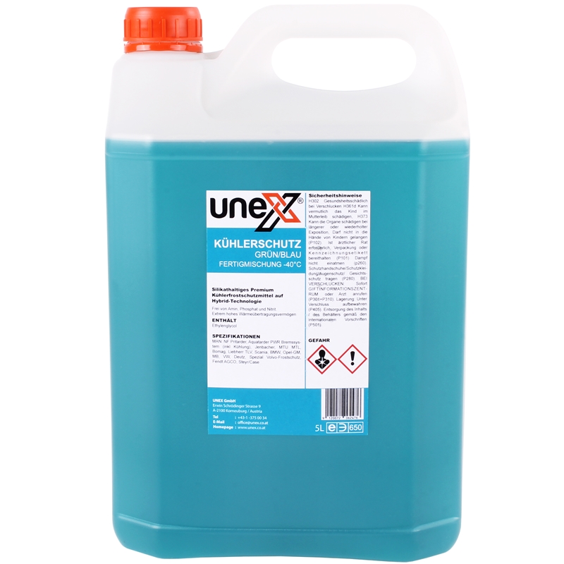 UNEX Kühlerfrostschutz Grün/Blau, 5 Liter