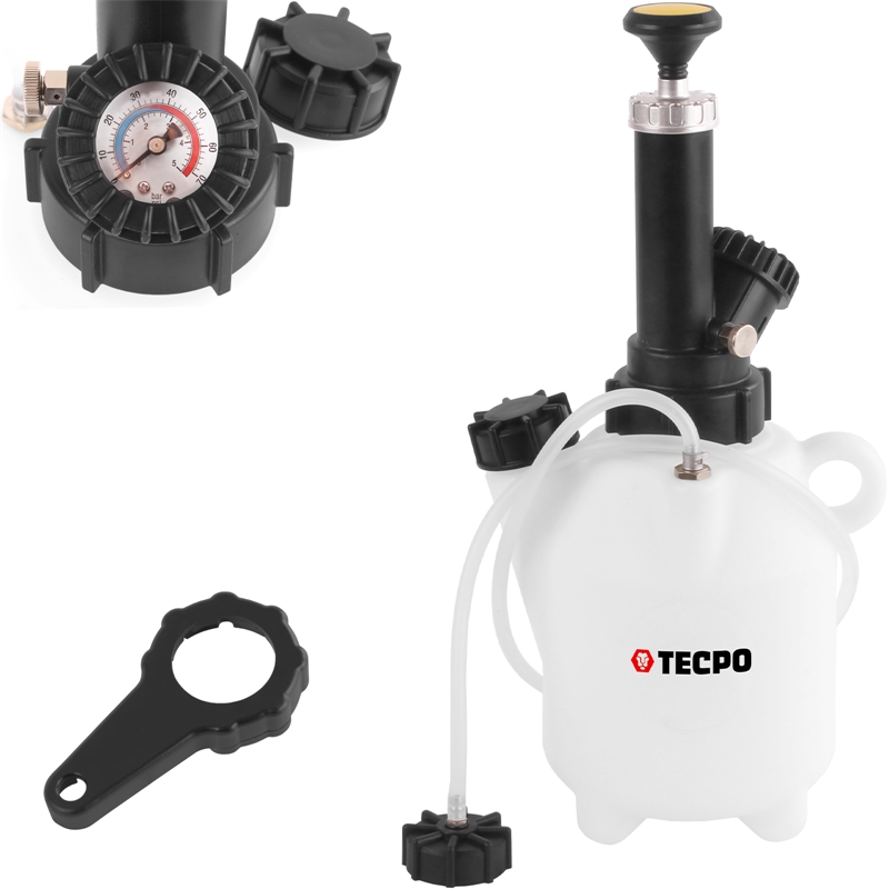TECPO Bremsenentlüftungsgerät 2 L + Bremsflüssigkeit Dot 4, 2x1 Liter