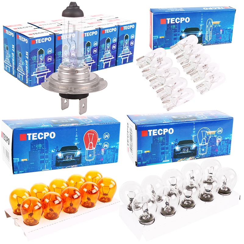 TECPO Autolampen Set H7, Blinkerbirnen, Bremslicht, Glassockel, 40