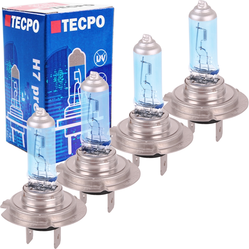 4x TECPO H7 Glühbirne 12V 55W, PX26d, Super White, Xenon Optik