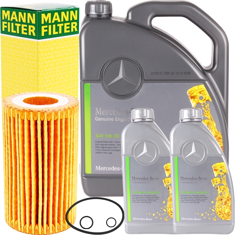 MANN-FILTER Ölfilter + 5W-30 Mercedes Benz Motoröl MB 229.51, 7 Liter