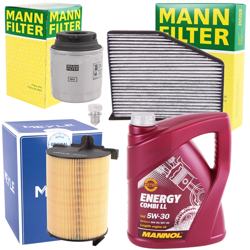 Mann + MEYLE Inspektionspaket Filter Set + Motoröl 5W-30 Mannol