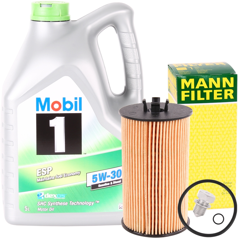 MANN-FILTER Ölfilter + MOBIL 1 5W-30 Motoröl, 5 Liter