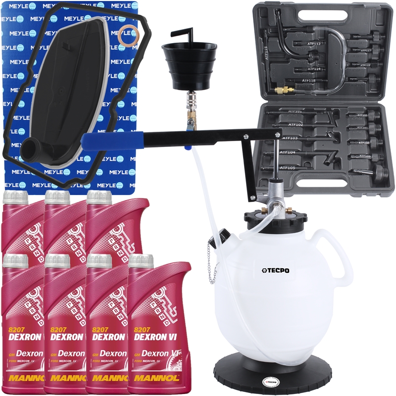MEYLE Hydraulikfiltersatz + Einfüllgerät + 7L Getriebeöl Autoteile 