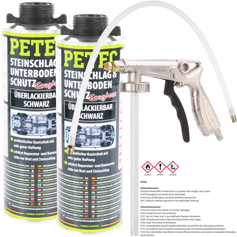 3x PETEC Steinschlag- & Unterbodenschutz, Spray, schwarz, 500mL