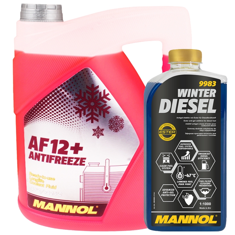 MANNOL Winter Diesel 1L + Kühlerfrostschutz rot 5L