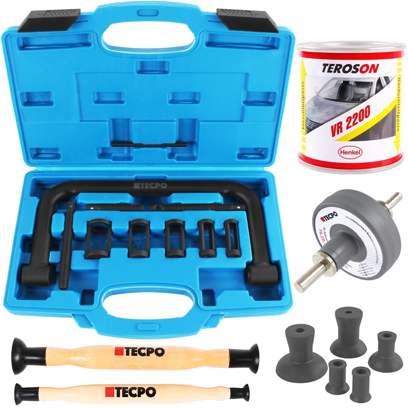 TECPO Ventil Federspanner Werkzeug + Ventilschleifpaste 100 mL Set