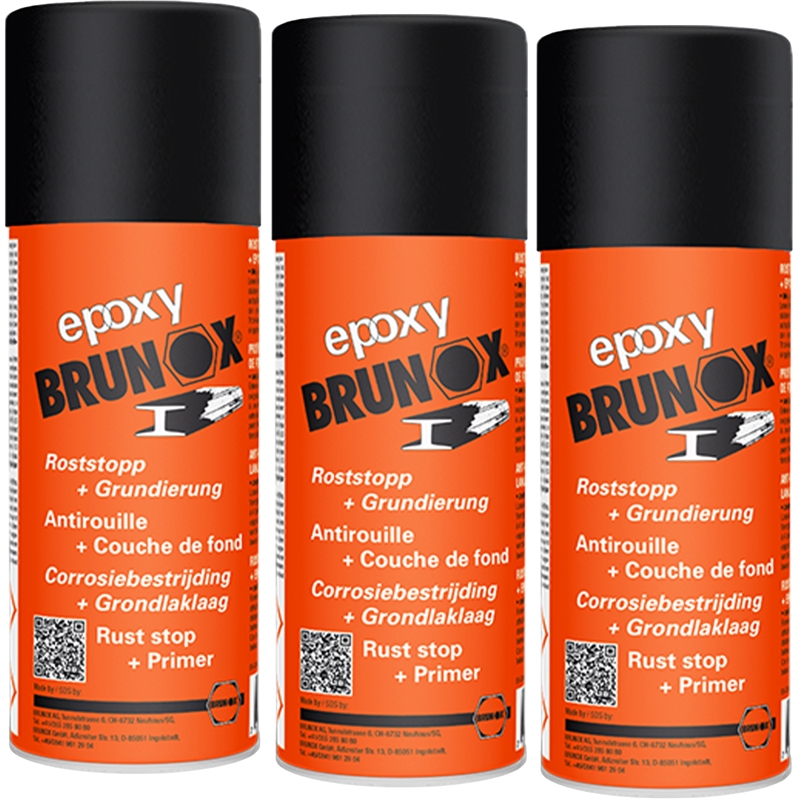 3x BRUNOX Rostumwandler & Grundierer-Spray, 2in1, 400mL