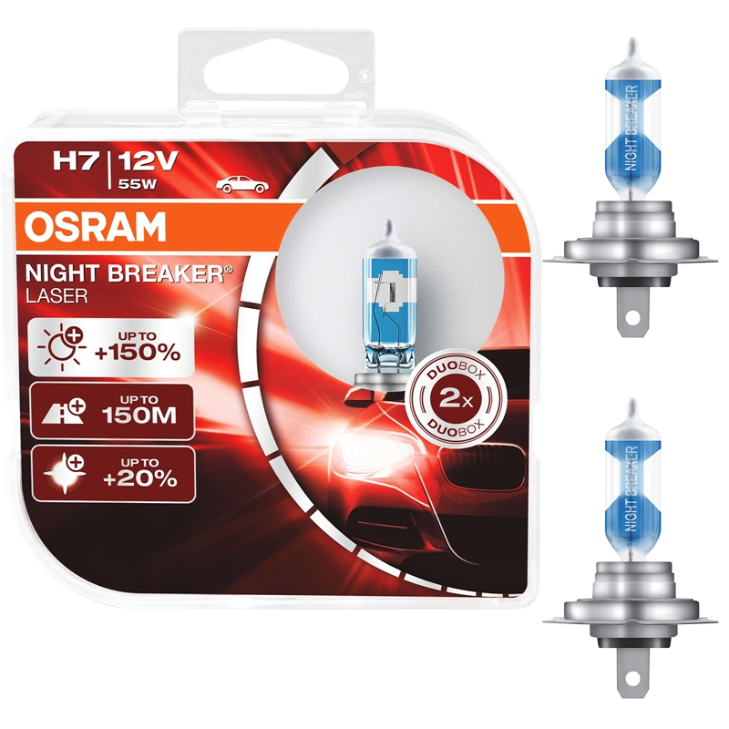 Auto-Lampen-Discount - H7 Lampen und mehr günstig kaufen - 2er Set OSRAM  Glühlampe H1 Night Breaker Laser +150% 12V 55W 64150NL